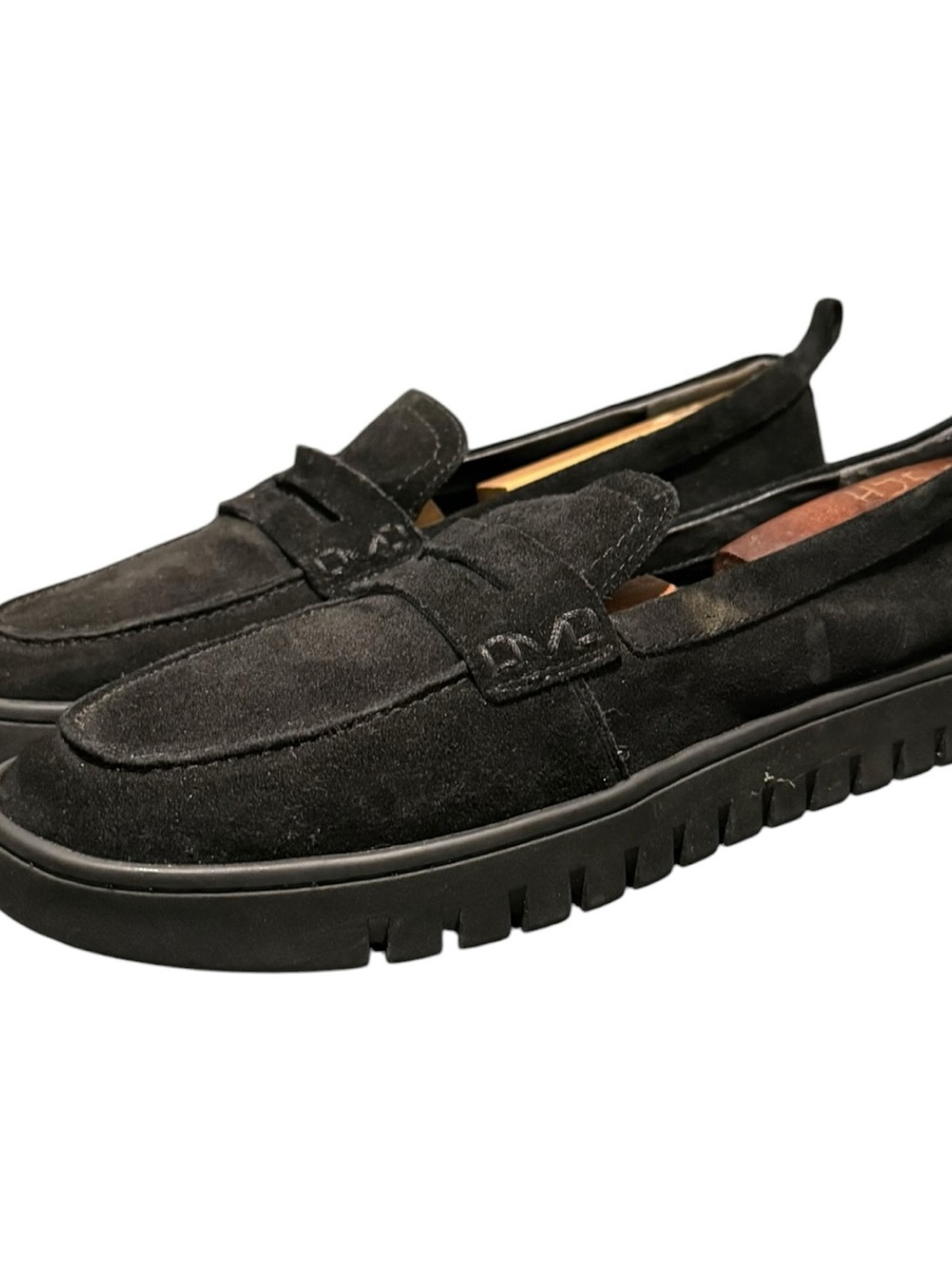 VIONIC Uptown Womens Flat Loafers Sz 10 Black Suede Leather Slip On Round Toe